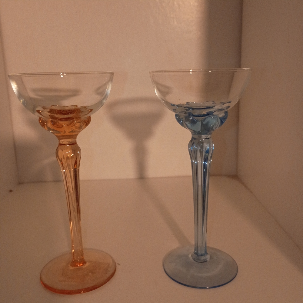 Chic Orange and Blue Glass Goblets